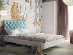 Кровать Милана с каретной стяжкой бирюзовый