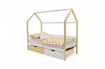 Кровать-домик Svogen с ящиками бежево-белый