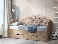 Кровать с продольной мягкой спинкой Софа №11 800х1900 мишки