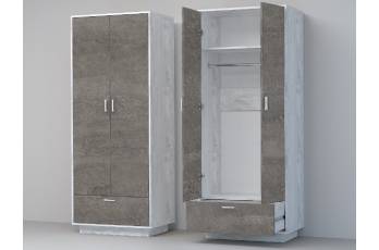 Шкаф Эго ШК-1 бетон светлый/камень темный на цоколе