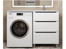 Тумба под стиральную машину Uperwood Tanos 60 см, напольная, 3 ящика, белая/графит