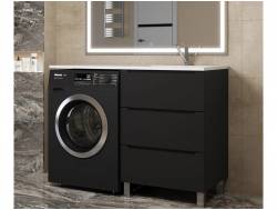 Тумба под стиральную машину Uperwood Tanos 60 см, напольная, 3 ящика, черная