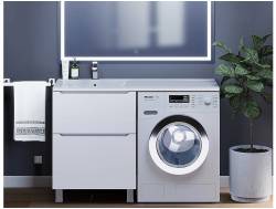 Тумба под стиральную машину Uperwood Tanos 60 см, напольная, 2 ящика, белая