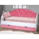 Кровать с продольной мягкой спинкой Корона №1 800х1600 мм розовая