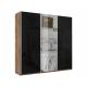 Шкаф-купе Прайм 3-х дверный 2100 два Стекла Черные/Зеркало Крафт табачный