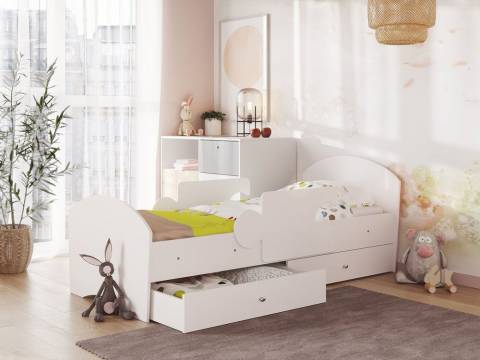 Кровать Мозаика с бортиками и ящиком белый