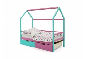 Кровать-домик Svogen с ящиками мятный-лаванда