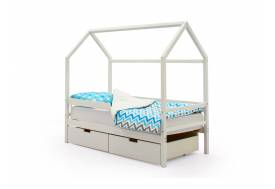 Кровать-домик Svogen с ящиками и бортиком белый