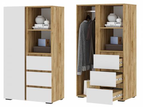 Шкаф ШК 03 Хелен Дуб Крафт золотой/Белый шагрень