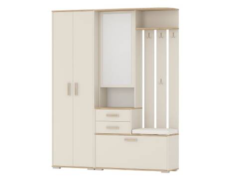 Прихожая Домино со шкафом Дуб Крафт Золотой, Сатин