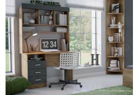 Стол письменный с надстройкой Мартина Графит, Дуб крафт