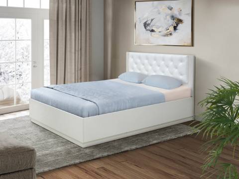 Кровать Венеция 12.3 1600 основание ладе кожзам белый