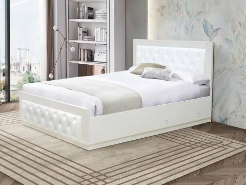 Кровать Венеция 13.1 1600 с подъемным механизмом кожзам белый