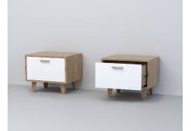 Тумба прикроватная Эго Т-5 дуб крафт золотой/белый глянец на ножках