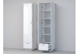 Пенал Эго П-1 бетон светлый/белый глянец на цоколе