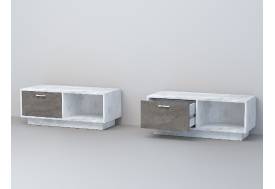 Тумба Эго Т-4 бетон светлый/камень темный на цоколе