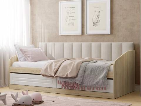 Кровать Оливия НМ 041.50 900х2000 с мягкой спинкой Бали