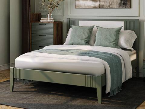 Кровать Бетти 1800 Оливковый/Велюр светлый