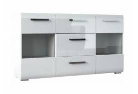 Комод 3 ящика 2 двери со стеклом Домино белый
