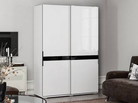 Шкаф-купе Оскар двухстворчатый белый/белый глянец
