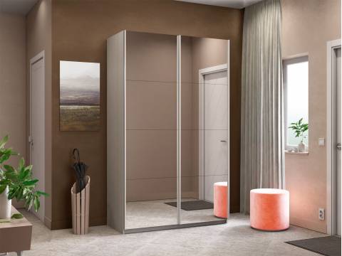 Шкаф-купе Прайм 2-х дверный 1200 два зеркала Ясень Анкор Светлый