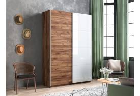 Шкаф-купе Прайм 2-х дверный 1200 ДСП/Стекло Белое Крафт табачный