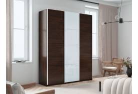 Шкаф-купе Прайм 3-х дверный 2100 ДСП/Стекло Белое/ДСП Венге