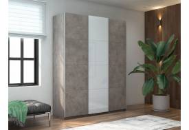 Шкаф-купе Прайм 3-х дверный 2100 ДСП/Стекло Белое/ДСП Бетон