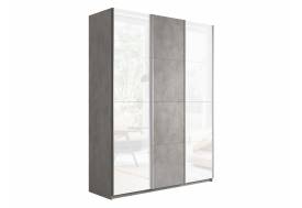 Шкаф-купе Прайм 3-х дверный 2100 два Стекла Белые/ДСП Бетон
