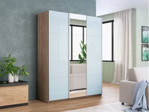 Шкаф-купе Прайм 3-х дверный 2100 два Стекла Белые/Зеркало Сонома