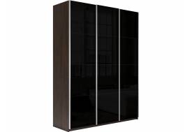Шкаф-купе Прайм 3-х дверный 1800 три стекла черные Венге