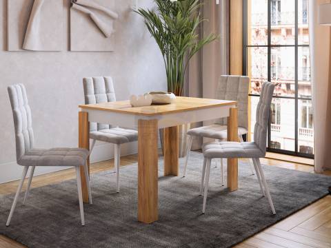 Стол обеденный раздвижной Гермес 2 дуб крафт золотой/белое дерево