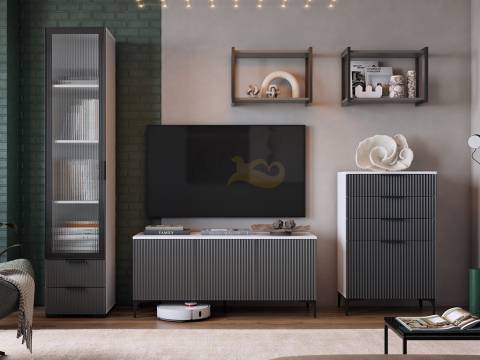 Гостиная Зефир белое дерево/серый