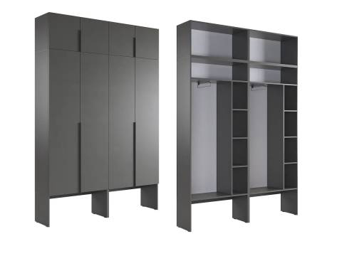 Шкаф четырехдверный с антресолью Баско К6 графит