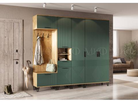 Прихожая Флэш Браш Мени Грин, Дуб Крафт