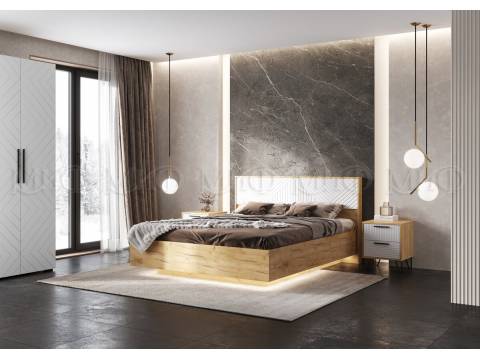 Спальня Флэш Браш Вайт, Дуб Крафт