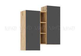 Шкаф подвесной комбинированный Флэш Браш Графит, Дуб Крафт