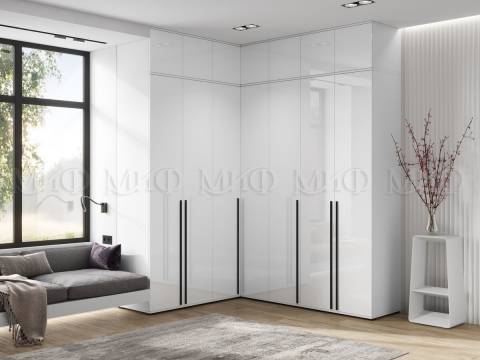 Шкаф угловой модульный Норд Белый глянец холодный