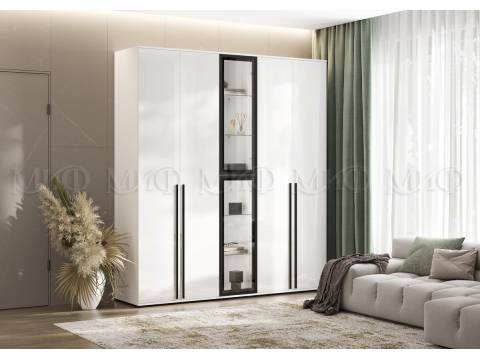 Шкаф с витриной Норд Белый глянец