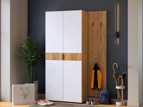 Прихожая Мебельсон К7 дуб крафт золотой/белое дерево