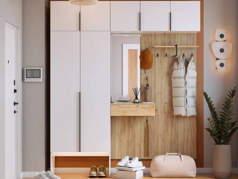 Прихожая Мебельсон К13 дуб крафт золотой/белое дерево