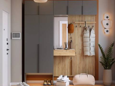 Прихожая Мебельсон К13 дуб крафт золотой/графит