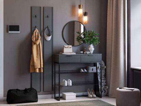 Прихожая Мебельсон К20 графит/черный муар