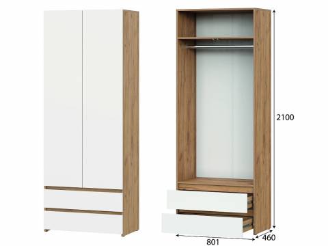 Шкаф двухстворчатый с ящиками Некст 1 Дуб Золотой/Белый