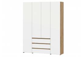 Шкаф комбинированный четырехстворчатый Некст 1 Дуб Золотой/Белый