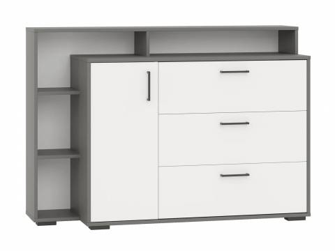 Комод с дверкой и тремя ящиками 4-4423 Графит, Белый