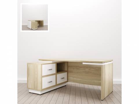 Стол для руководителя Дизайн Левый (Е-6) Eclectic eco Дуб рокпайл-белый