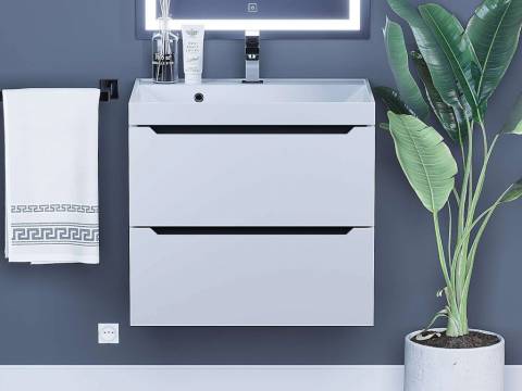 Тумба с раковиной Uperwood Tanos матовая белая/графит 60 см