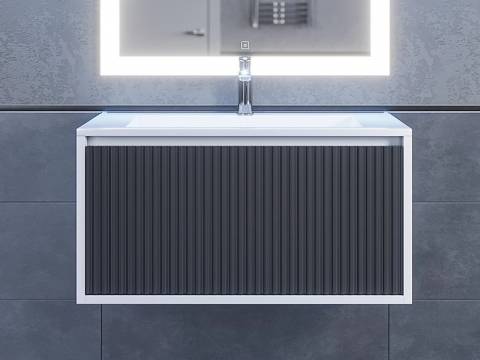 Тумба с раковиной Uperwood Next Premium белая/графит 1 ящик 80 см
