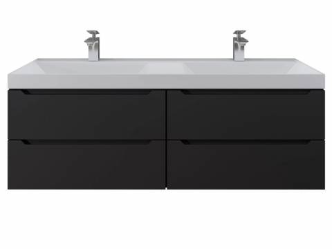 Тумба с раковиной Uperwood Tanos 120 см подвесная двойная черная